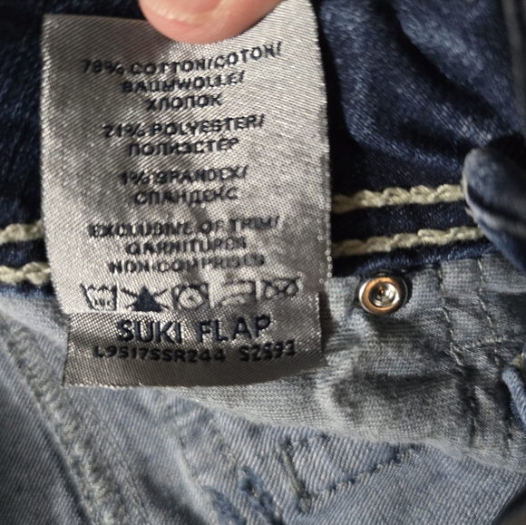 Silver Jeans Suki Flap Blue Boot Cut Jeans Pearl Rivets 2 Button Size 29W 32L - Picture 6 of 13